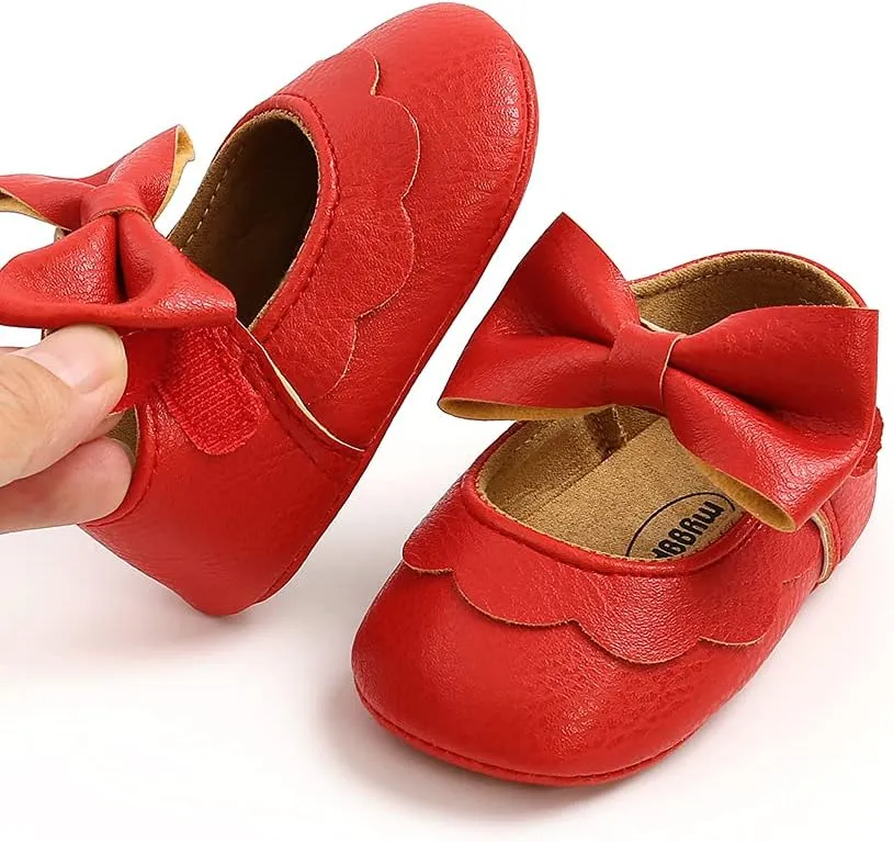 Baby Girls Flat First Walker Bowknot Solid Soft Sole Newborn Girls Princess