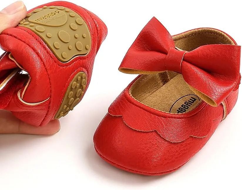 Baby Girls Flat First Walker Bowknot Solid Soft Sole Newborn Girls Princess