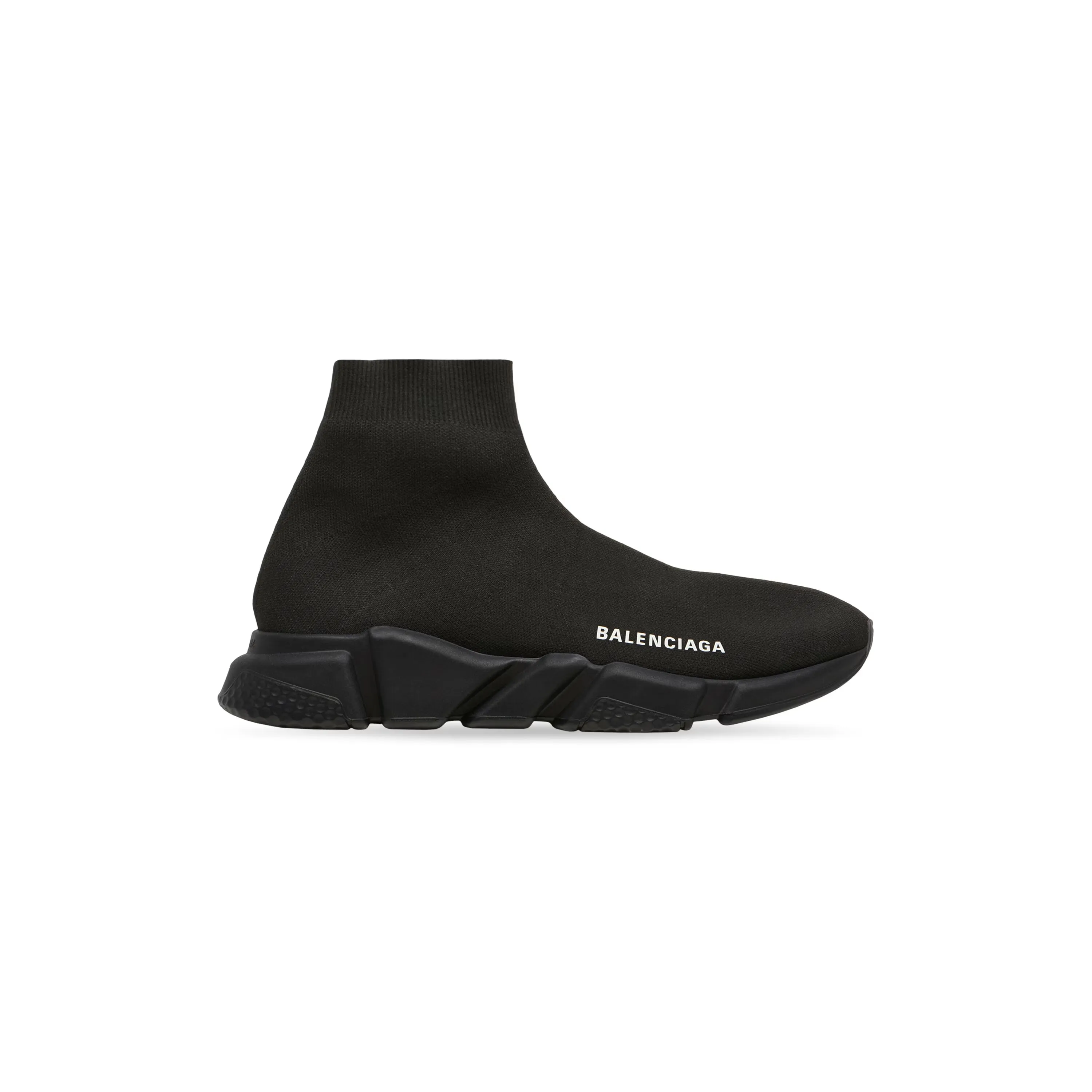 Balenciaga Men's Speed Recycled Knit Sneaker in Black lace up closure
