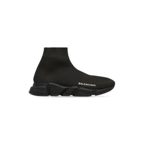 Balenciaga Men's Speed Recycled Knit Sneaker in Black lace up closure