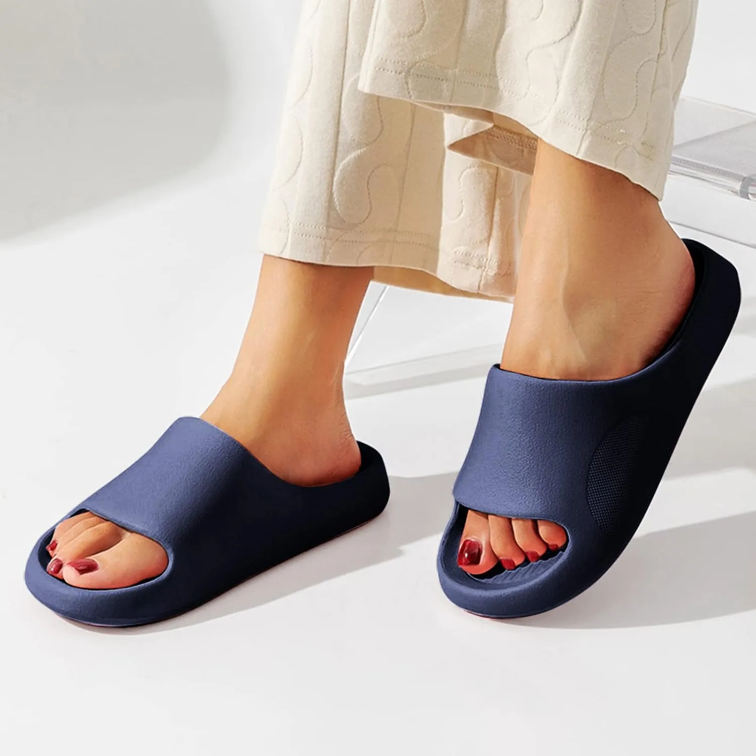 Bathroom Slipper Women and Men Cloud Slides Mens Showers Sandals Pillow Slippers Non Slip Quick Drying Non-Slip