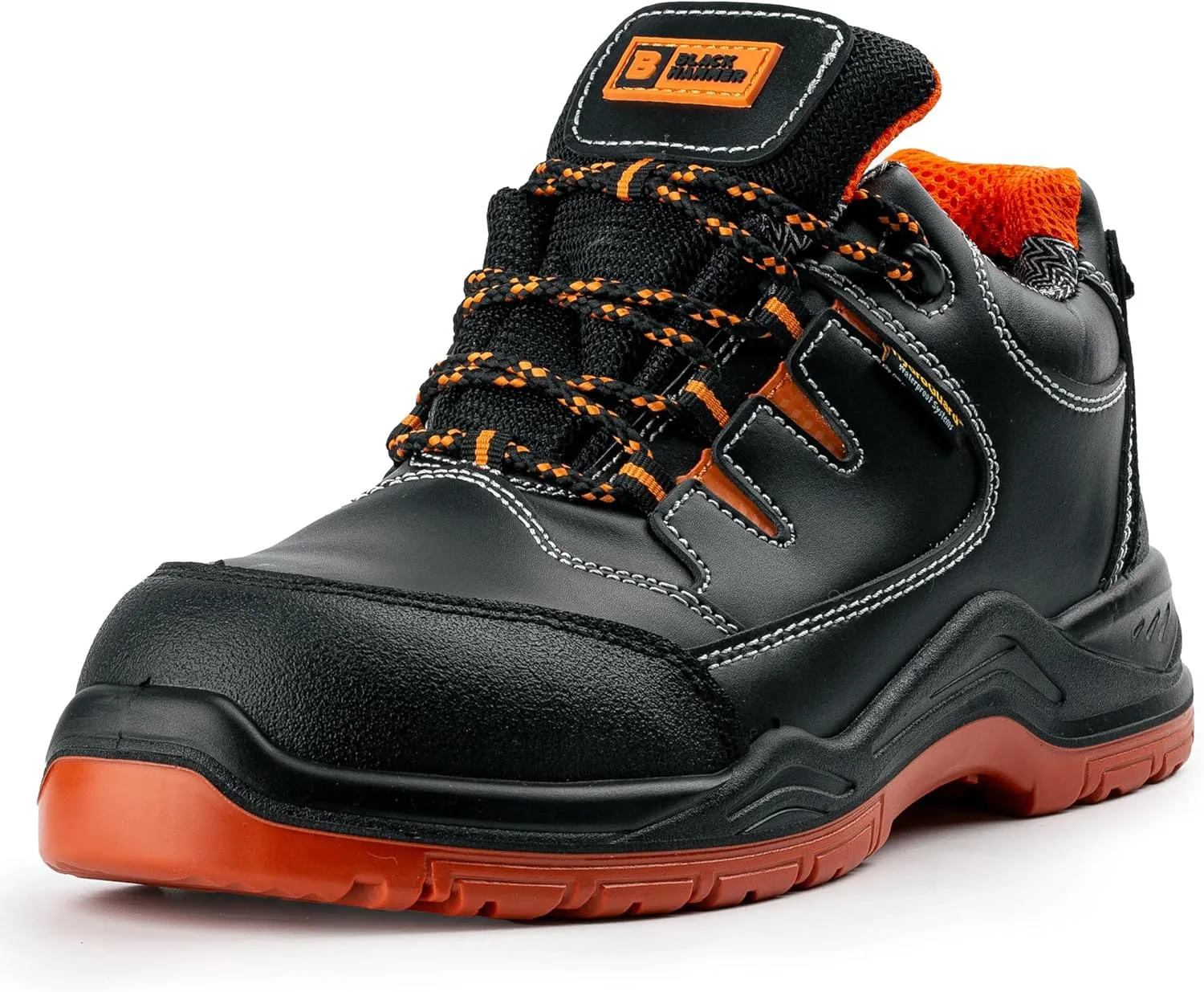 Black Hammer Composite Toe Shoes Men Waterproof Sneakers Lightweight Hiking Ankle Shoes S3 SRC 9007