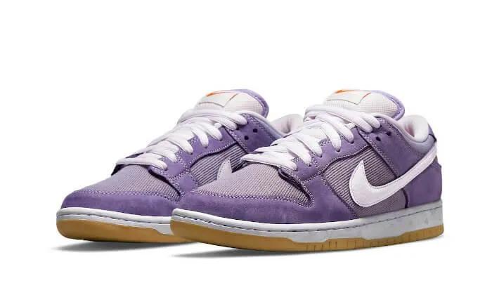 SB Dunk Low Pro ISO Orange Label Unbleached Pack Lilac Knit Fabric Construction Multi Directional Tread