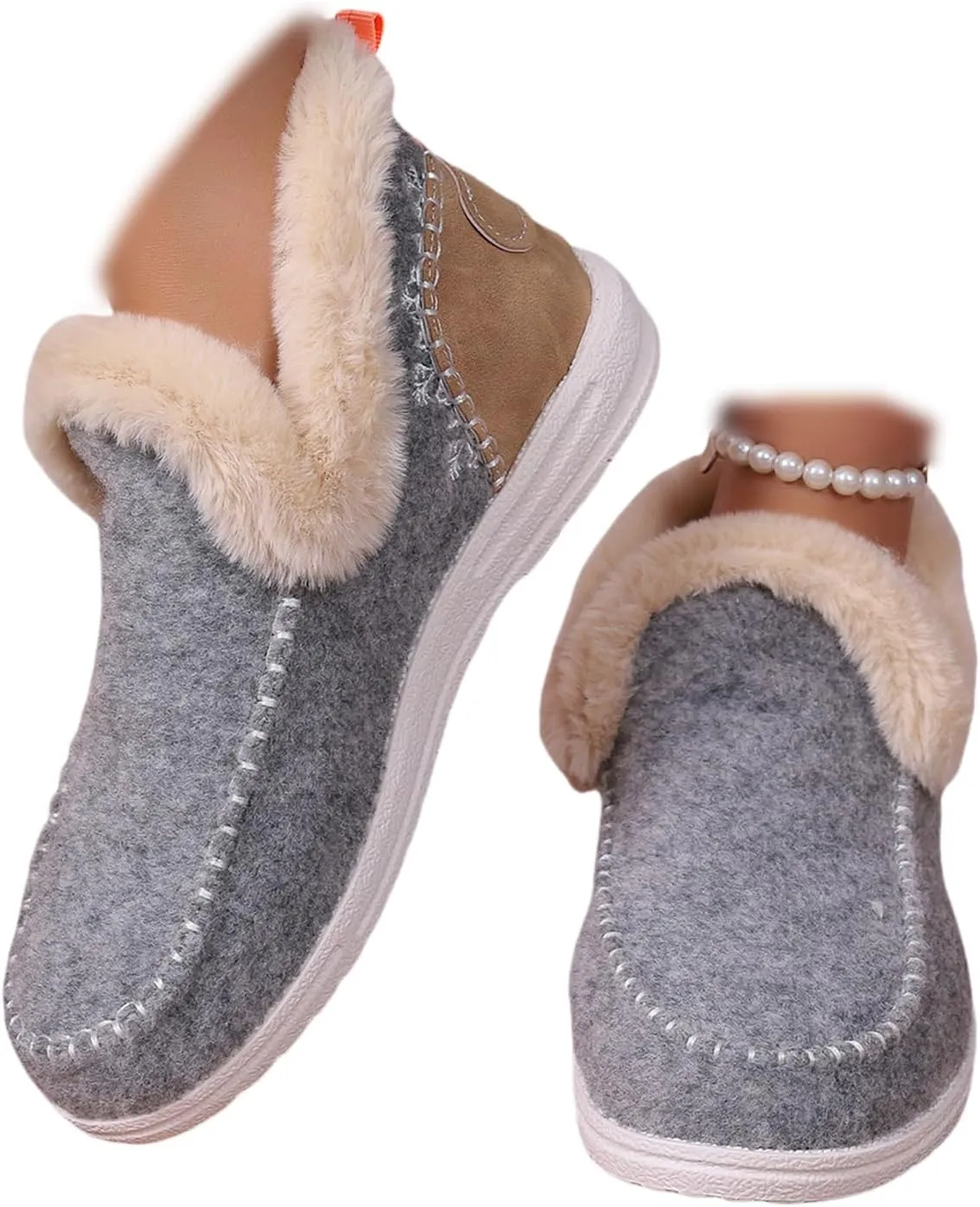 Boots For Women Ankle Booties Dressy Warm Fur Lined Winter Snow Short Booties Casual Fashion Trendy Loafers Shoes