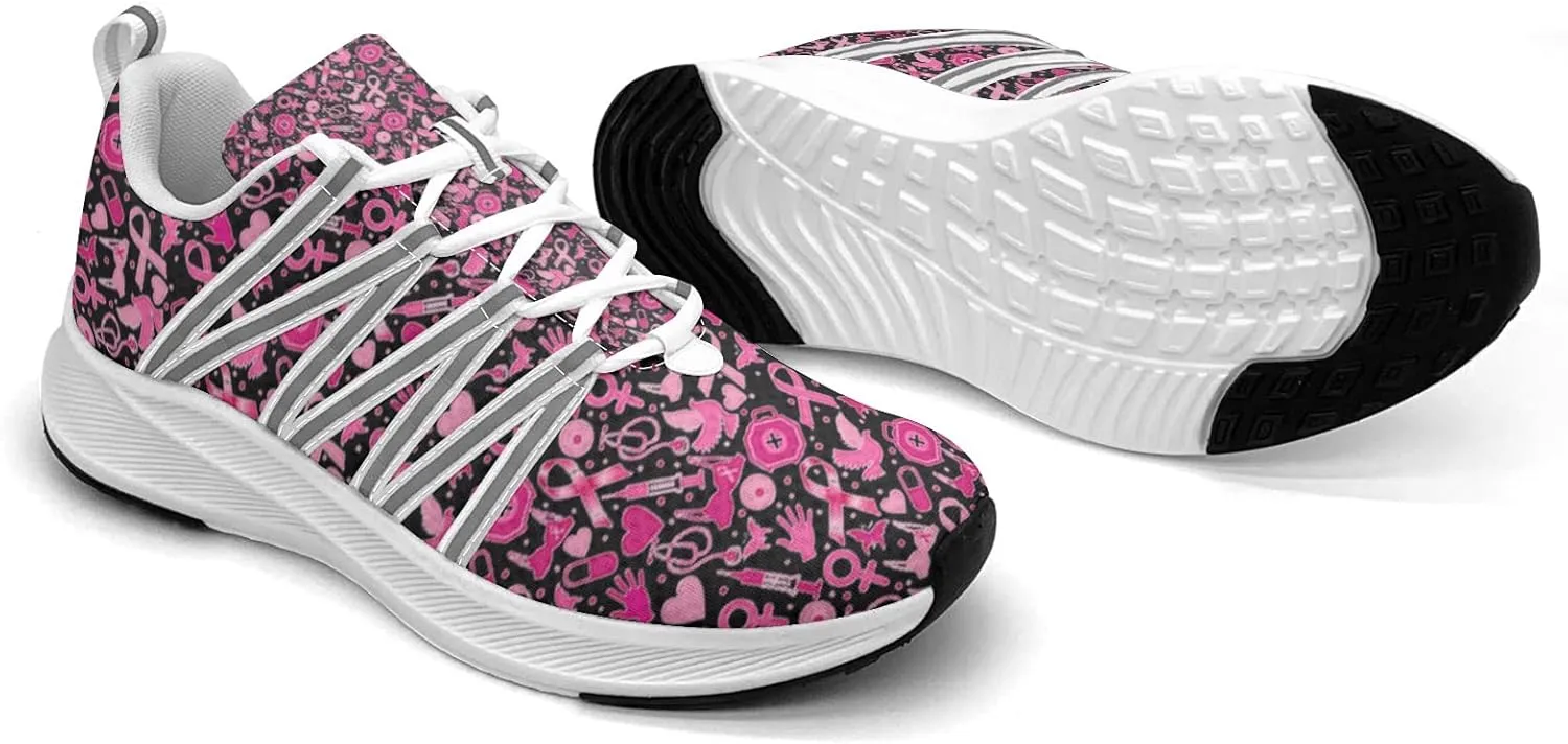 Breast Cancer Awareness Art Sneaker Women Athletic Shoes Personalited Running Shoes Comfortable Sports Sneaker