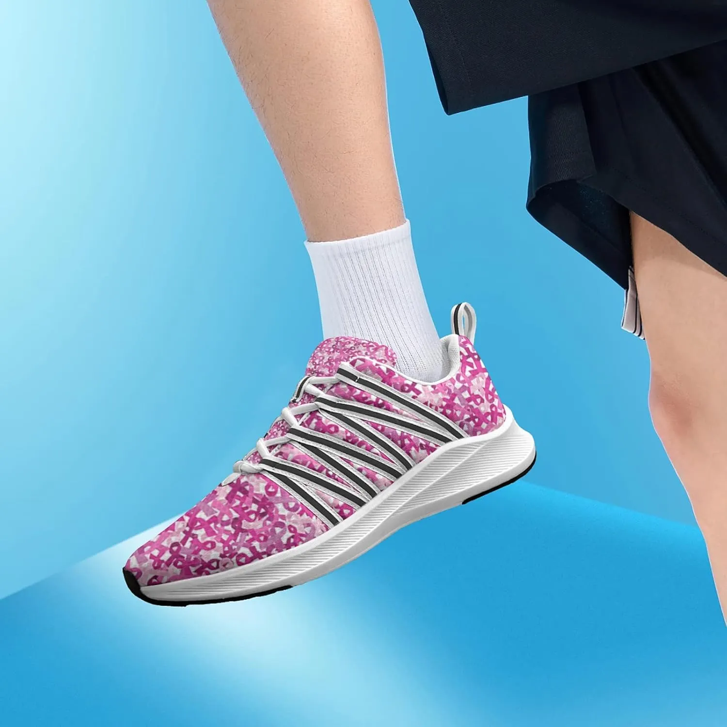 Breast Cancer Awareness Art Sneaker Women Athletic Shoes Personalited Running Shoes Comfortable Sports Sneaker