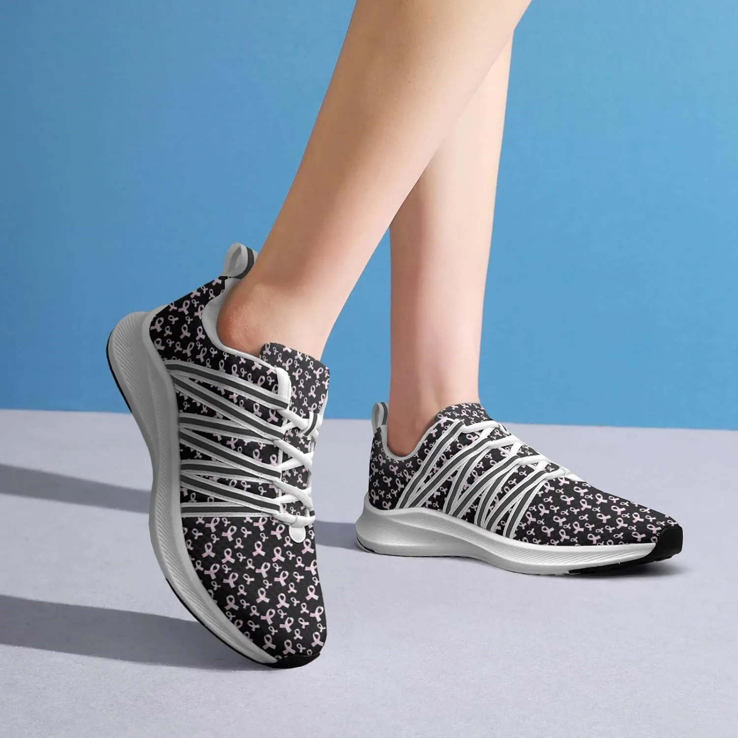 Breast Cancer Awareness Art Sneaker Women Athletic Shoes Personalited Running Shoes Comfortable Sports Sneaker