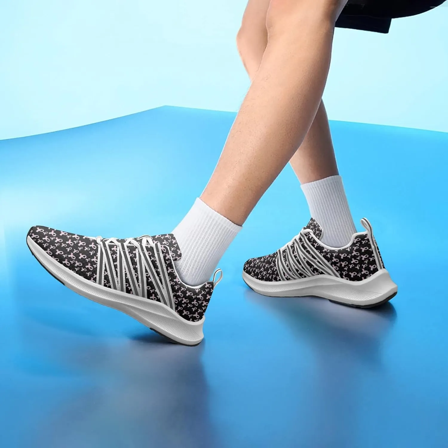 Breast Cancer Awareness Art Sneaker Women Athletic Shoes Personalited Running Shoes Comfortable Sports Sneaker