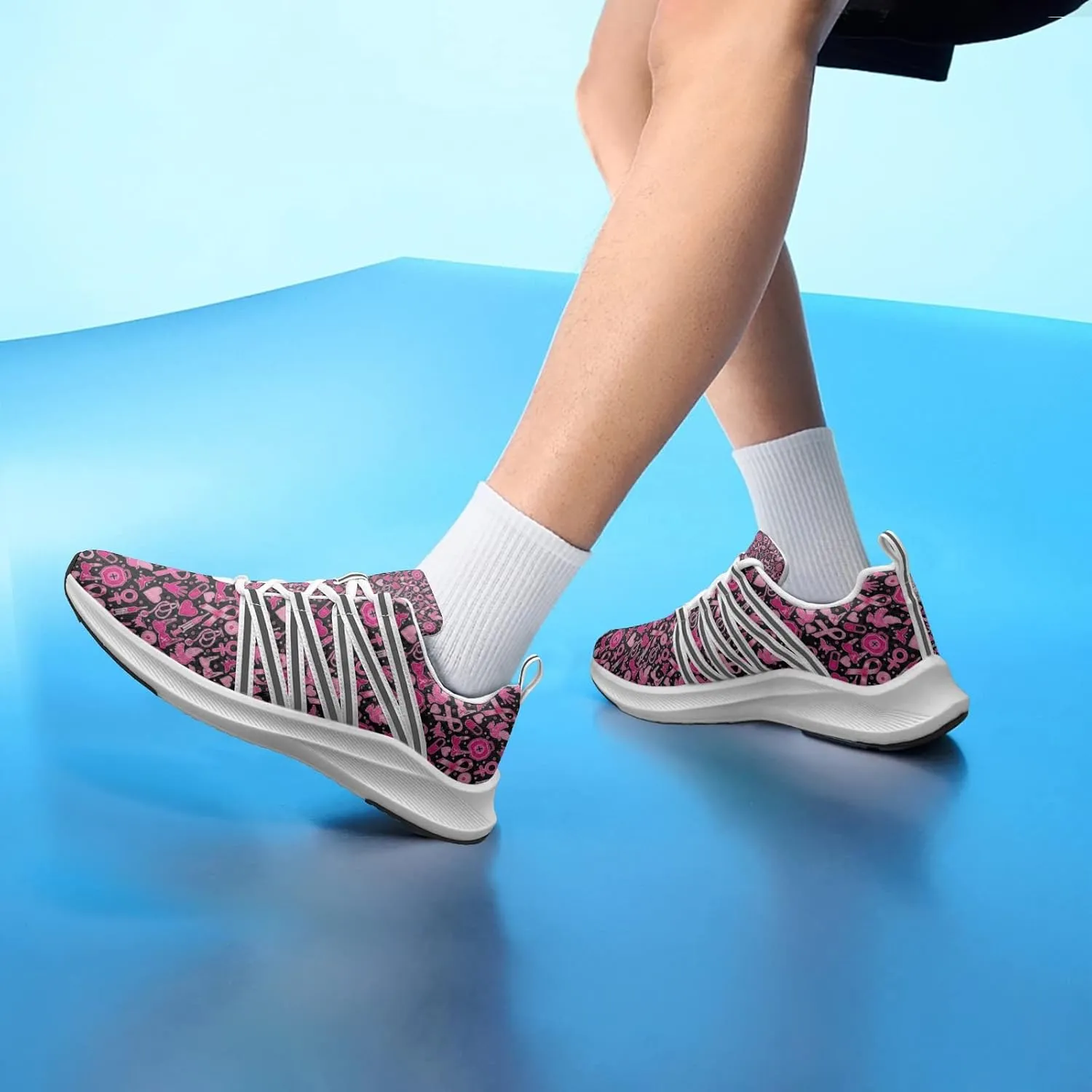 Breast Cancer Awareness Art Sneaker Women Athletic Shoes Personalited Running Shoes Comfortable Sports Sneaker