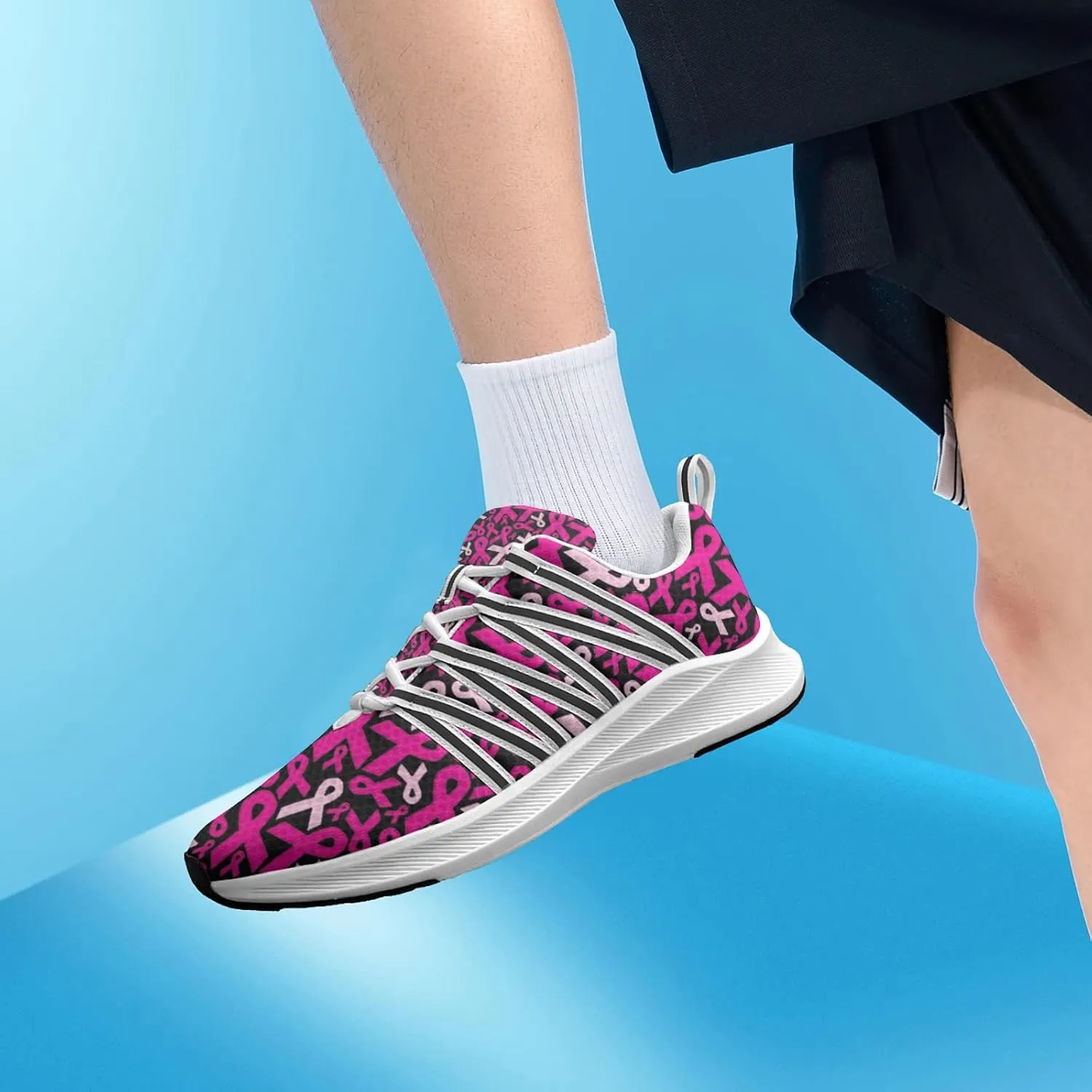 Breast Cancer Awareness Art Sneaker Women Athletic Shoes Personalited Running Shoes Comfortable Sports Sneaker