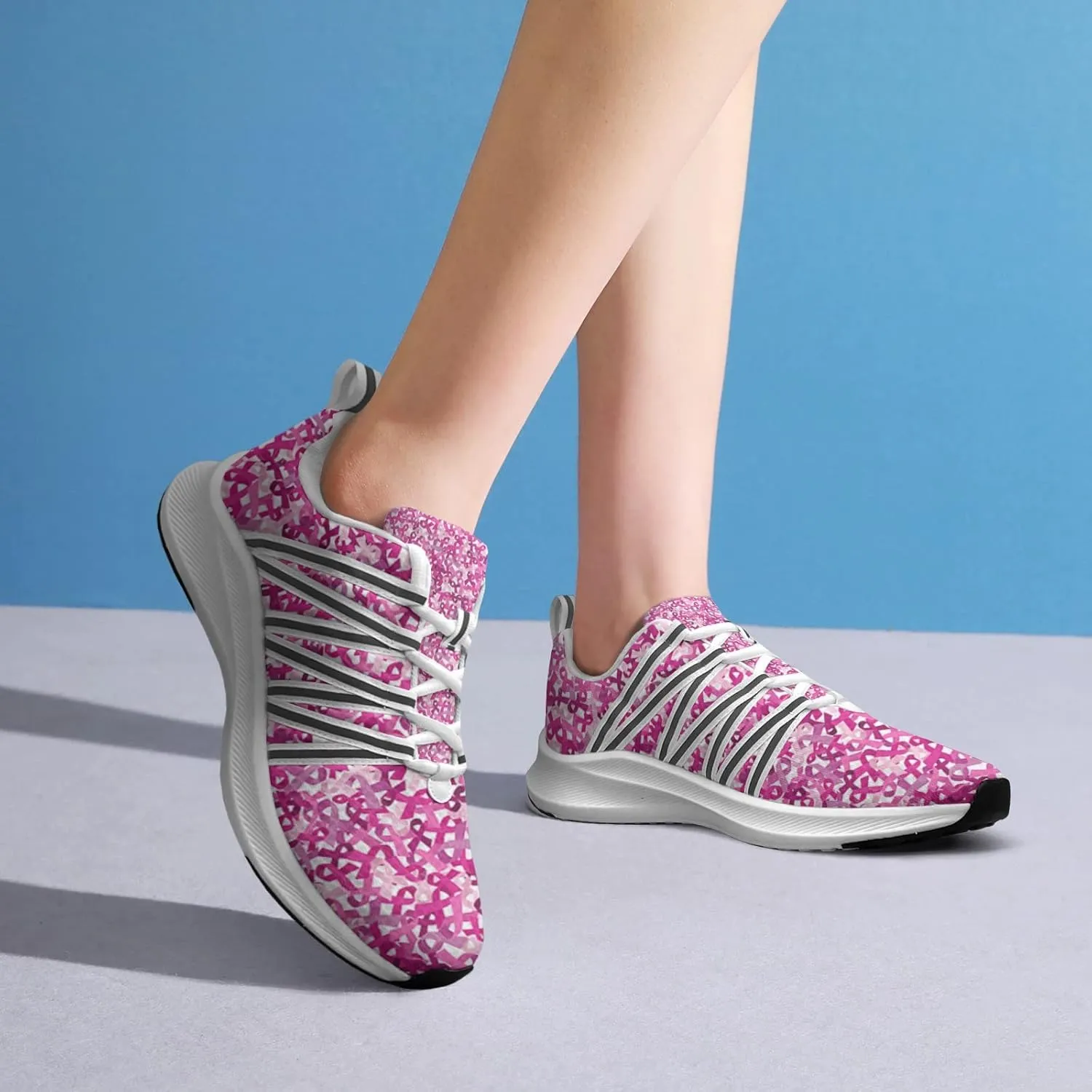 Breast Cancer Awareness Art Sneaker Women Athletic Shoes Personalited Running Shoes Comfortable Sports Sneaker