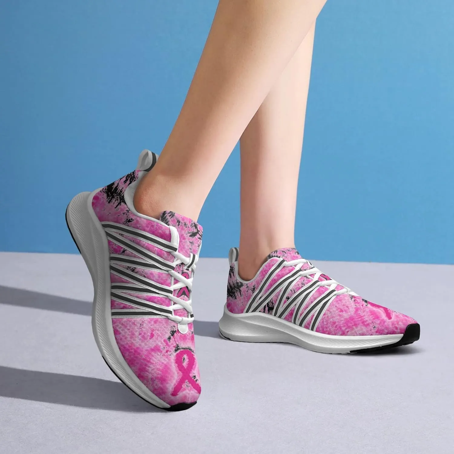 Breast Cancer Awareness Art Sneaker Women Athletic Shoes Personalited Running Shoes Comfortable Sports Sneaker