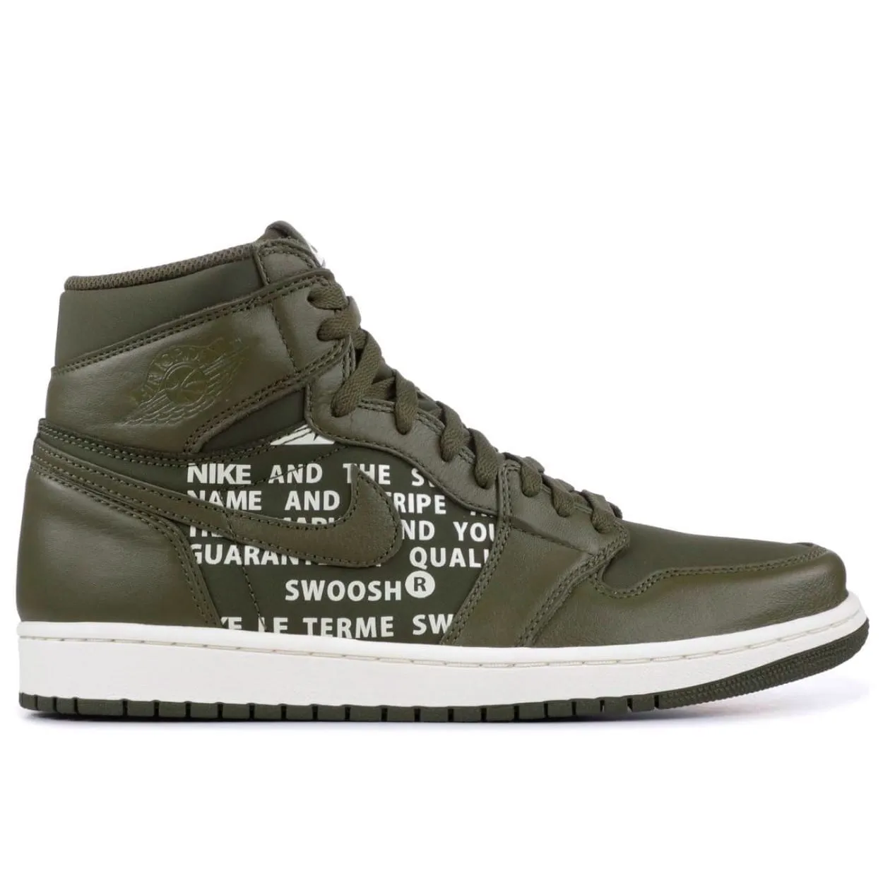 smooth - sole shoes Stability assistance Air Jordan 1 Retro High Olive Canvas