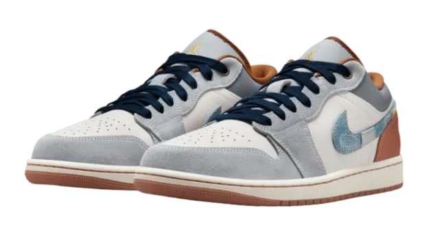 Trail   Ready Comfort Cuffs Air Jordan 1 Low Phantom Repaired Denim Swoosh
