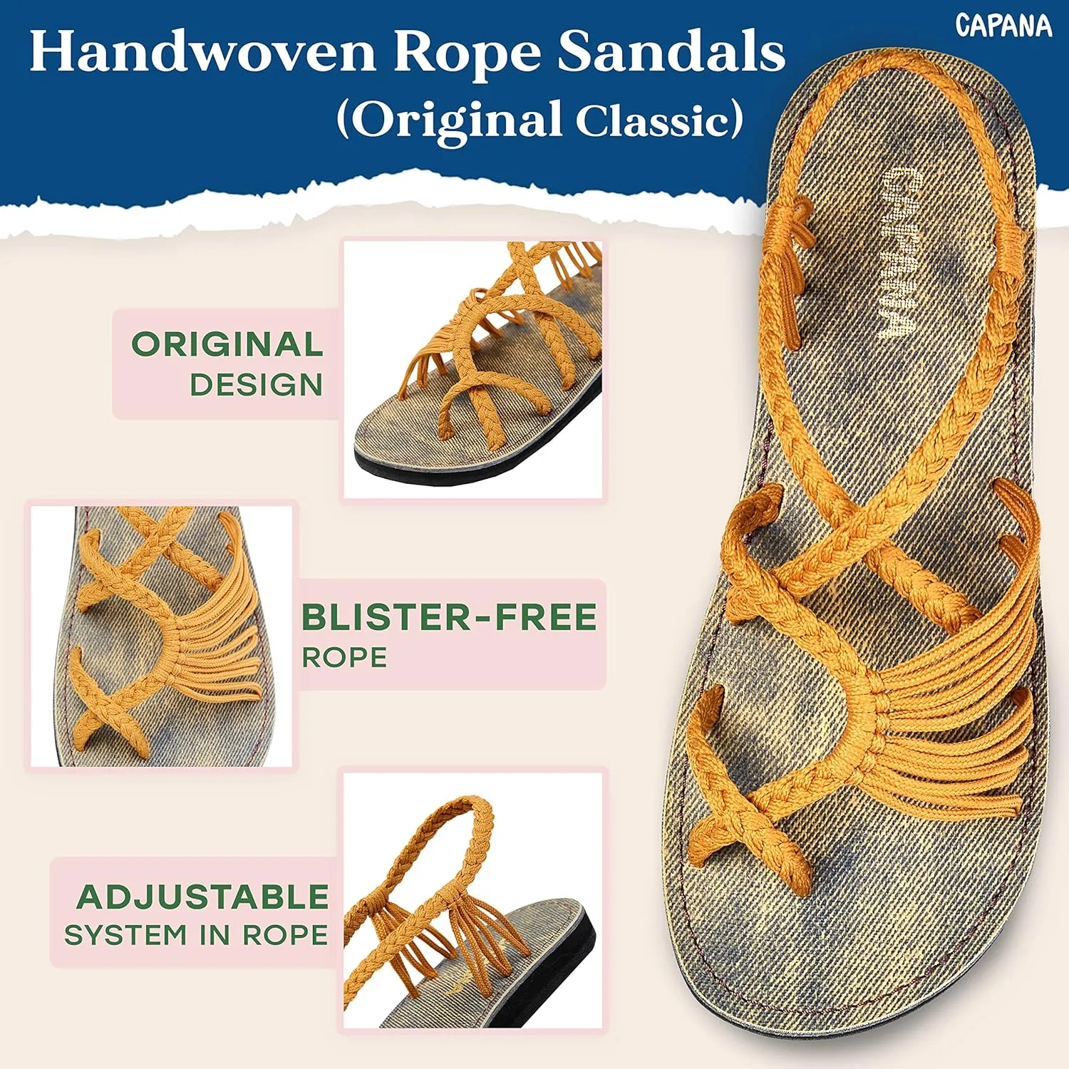 Capana Woven Women's Flat Sandals - Strappy Braided Sandals, Beach Sandals for Women Dressy Summer, Rope Bohemian Sandals, Spring Casual Womens Shoes, Comfy Boho Flats for Teen Girls – Banyan