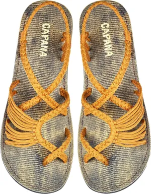 Capana Woven Women's Flat Sandals - Strappy Braided Sandals, Beach Sandals for Women Dressy Summer, Rope Bohemian Sandals, Spring Casual Womens Shoes, Comfy Boho Flats for Teen Girls – Banyan