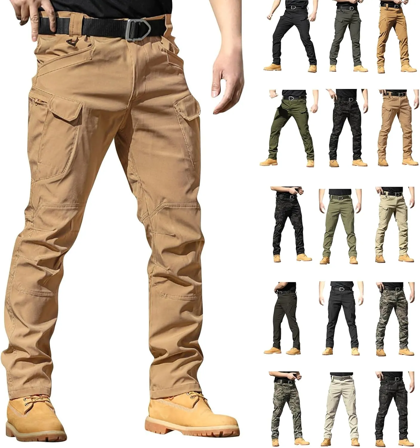 Cargo Pants for Men Camo Waterproof Baggy Lightweight Hiking Work Pants Relaxed Fit Combat Flexcamo Tactical Pants
