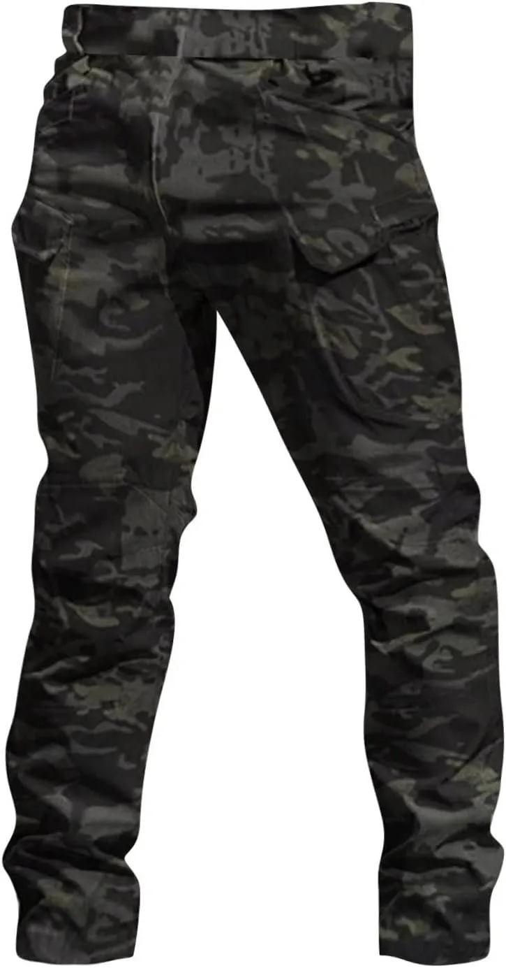 Cargo Pants for Men Camo Waterproof Baggy Lightweight Hiking Work Pants Relaxed Fit Combat Flexcamo Tactical Pants