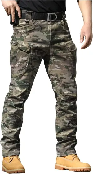 Cargo Pants for Men Camo Waterproof Baggy Lightweight Hiking Work Pants Relaxed Fit Combat Flexcamo Tactical Pants