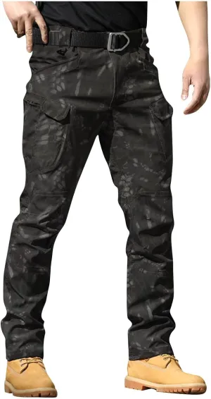 Cargo Pants for Men Camo Waterproof Baggy Lightweight Hiking Work Pants Relaxed Fit Combat Flexcamo Tactical Pants