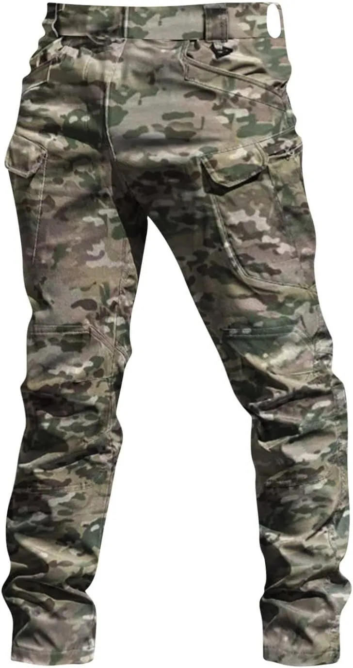 Cargo Pants for Men Camo Waterproof Baggy Lightweight Hiking Work Pants Relaxed Fit Combat Flexcamo Tactical Pants