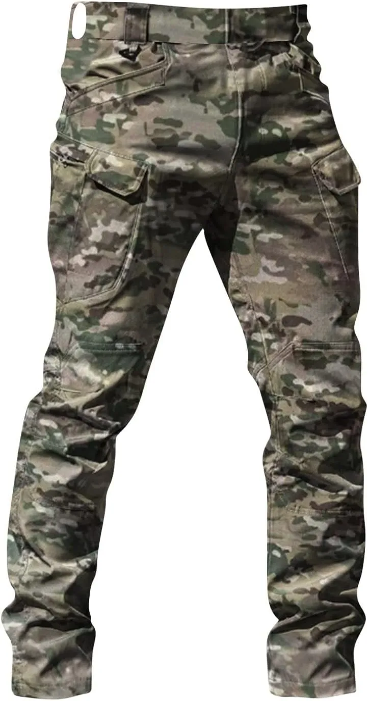 Cargo Pants for Men Camo Waterproof Baggy Lightweight Hiking Work Pants Relaxed Fit Combat Flexcamo Tactical Pants