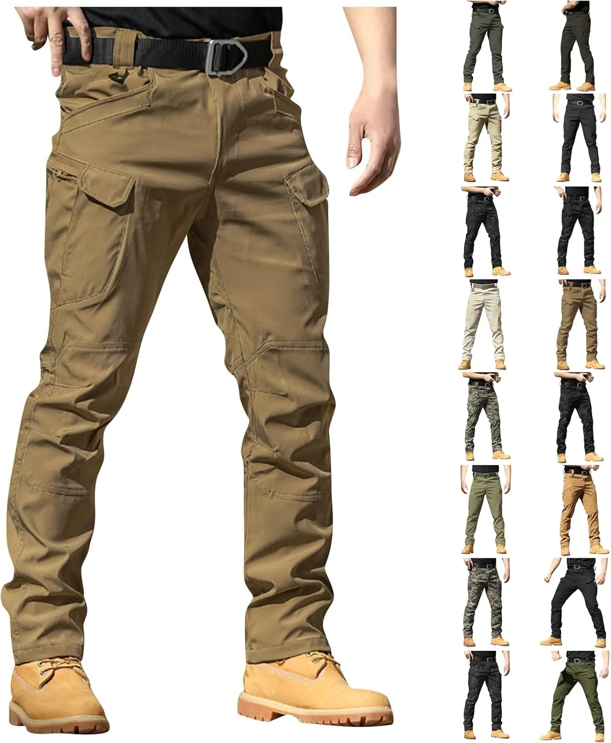Cargo Tactical Pants for Men Water Resistant Ripstop Stretch Work Pants Outdoor Camouflage Hiking Pants with Pockets