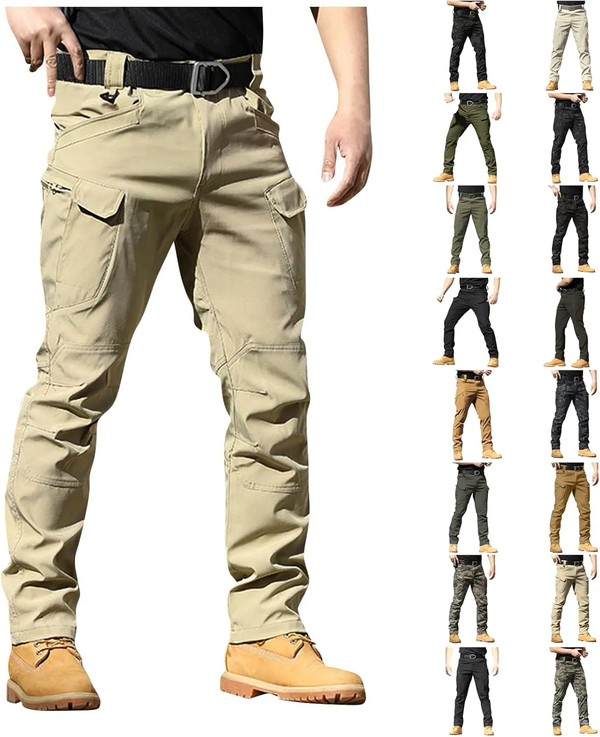 Cargo Tactical Pants for Men Water Resistant Ripstop Stretch Work Pants Outdoor Camouflage Hiking Pants with Pockets