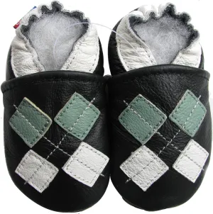 Carozoo Black Cat White S Unisex Baby Soft Sole Leather Shoes