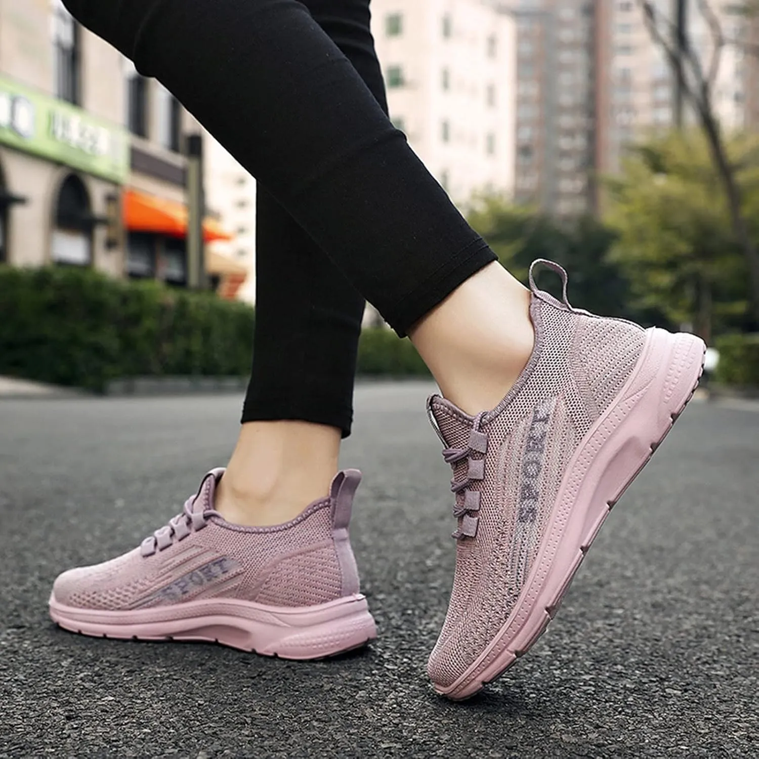 Casual Sneakers for Women Comfortable Woven Running Shoes Non Slip Lightweight Breathable Sneaker with Arch Support