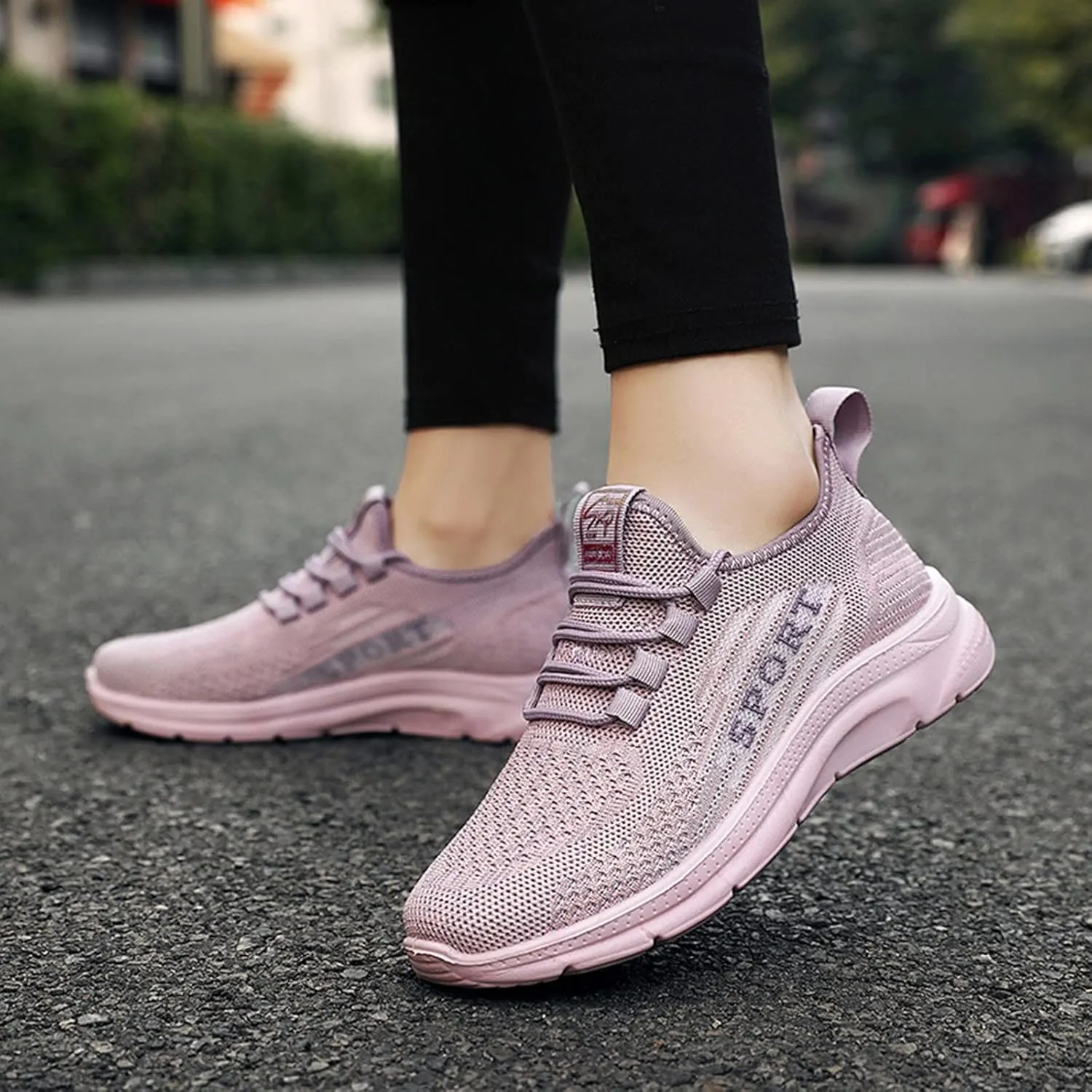 Casual Sneakers for Women Comfortable Woven Running Shoes Non Slip Lightweight Breathable Sneaker with Arch Support