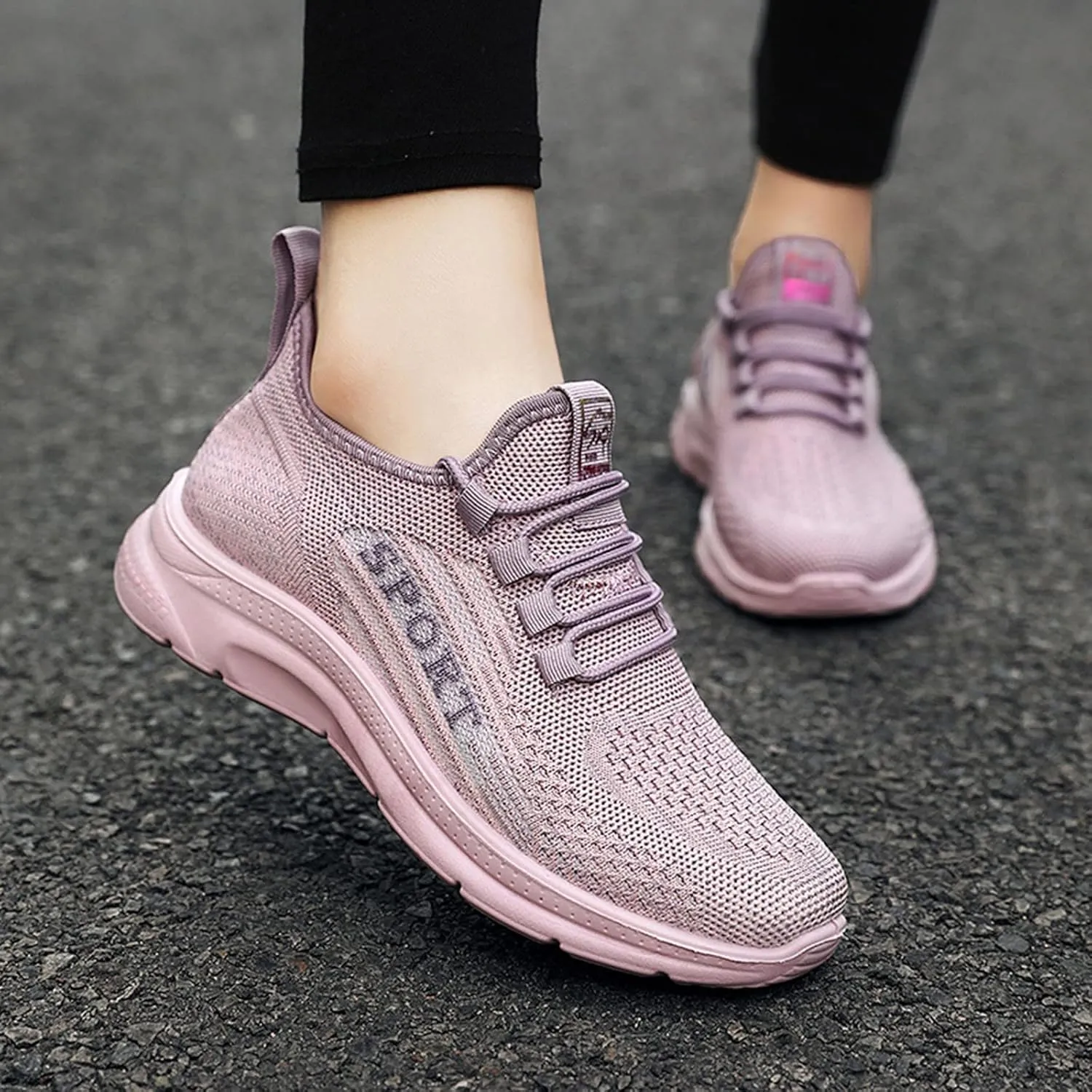 Casual Sneakers for Women Comfortable Woven Running Shoes Non Slip Lightweight Breathable Sneaker with Arch Support