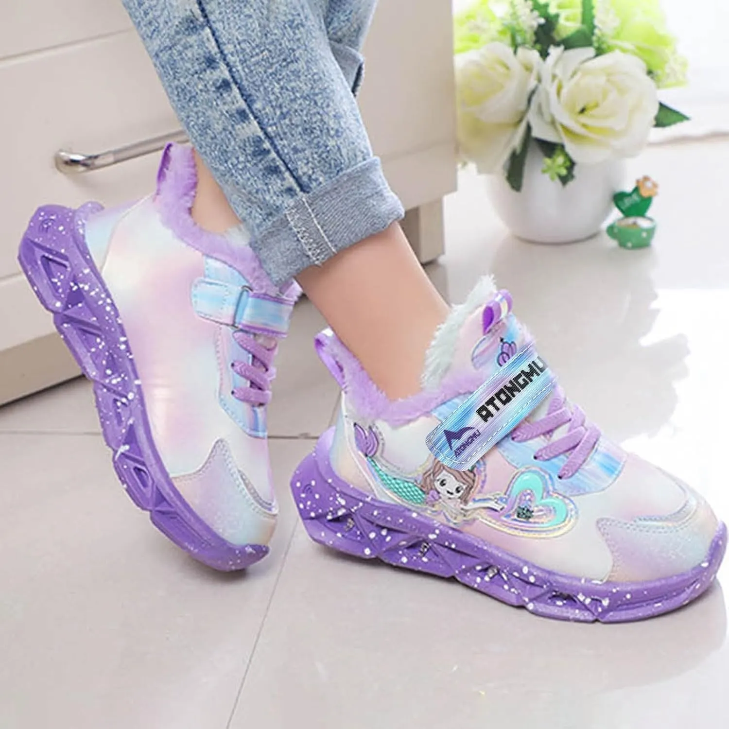Cathalem Children's Casual Shoes Boys Breathable Non-Slip Sneakers Unisex Luminous Sneakers for Girls Sport Running Shoes