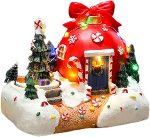 Christmas Boot Music Box Light Up House Ornament With Multicolored LED Light Rotating Figurines Holiday Table Decoration