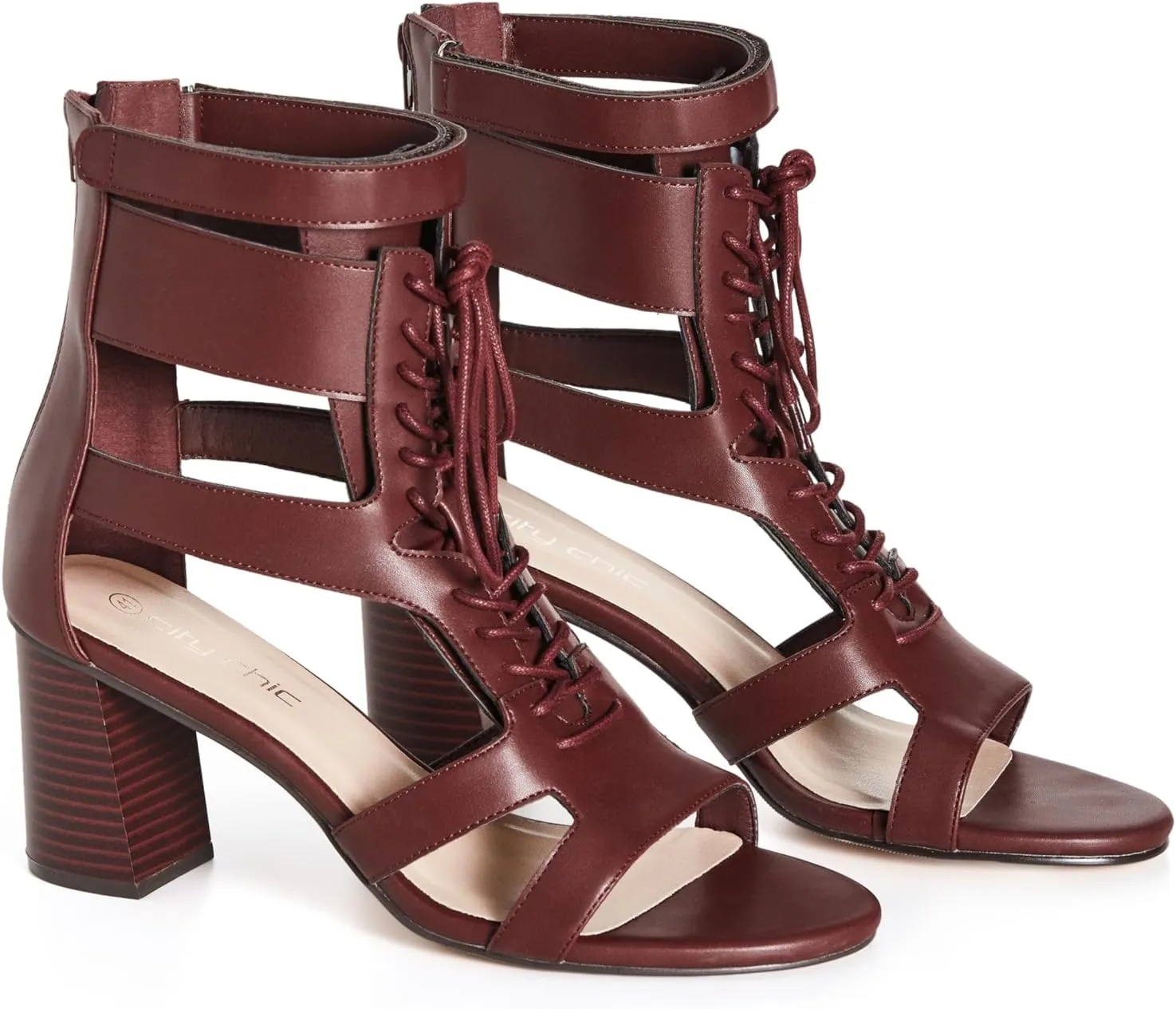 City Chic Women's Wide Fit Attitude Lace Up Block Heel Sandal