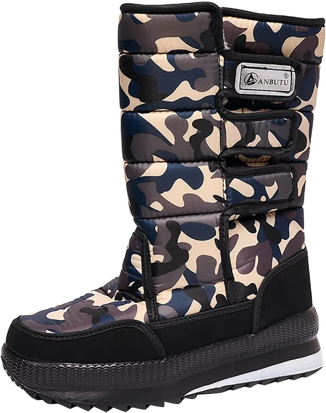 Cold Proof Mid Calf Snow Boots for Men Water Proof Thick Bottom Insulated Winter Boots Fleece Lined Warm Outdoor Apparel