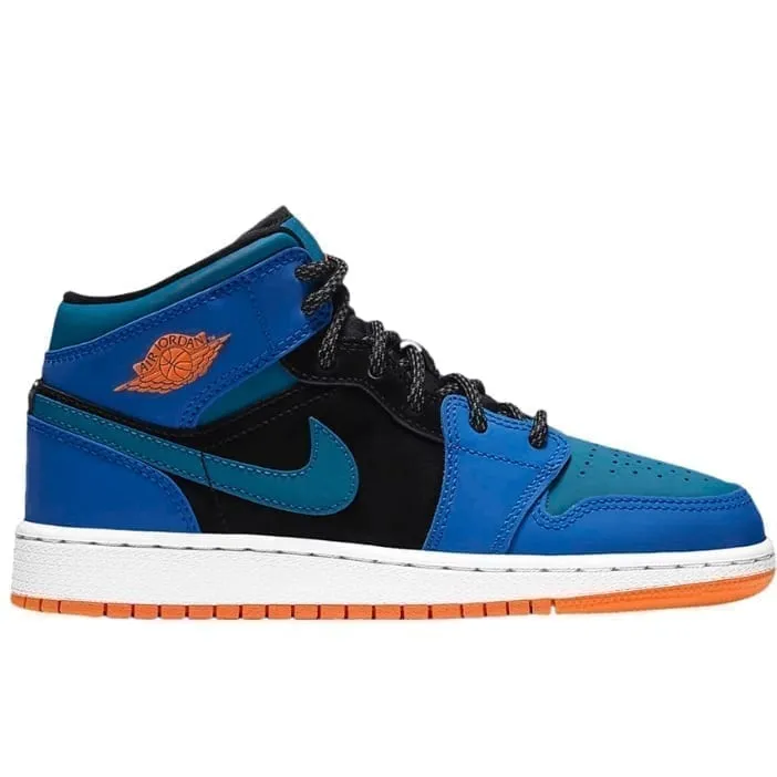 logoed junior Air Jordan 1 Mid Racer Blue Green Abyss (GS)