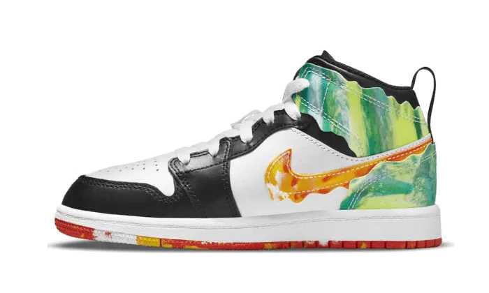 Rubberized Heel Contoured Footbed Geometry Air Jordan 1 Mid Slim Vortex