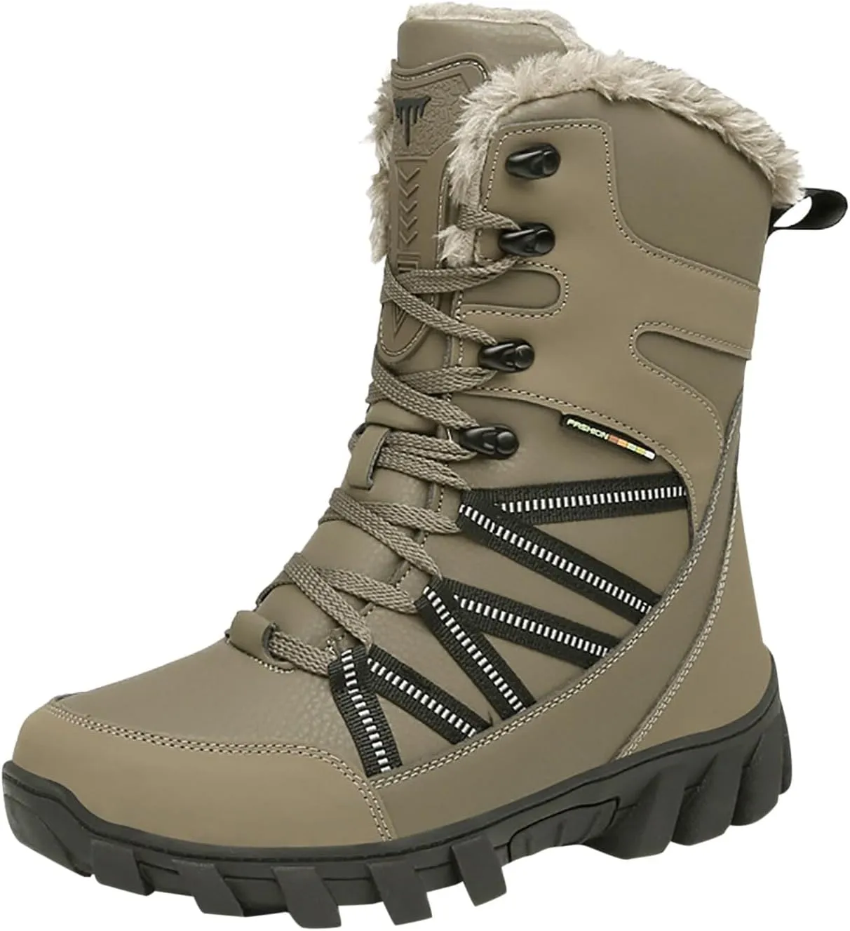 Cotton Snow Boots for Men Water Proof Insulated Mid Calf Boots Fleece Lined Warm Winter Non Slip Snow Boots
