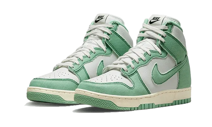 Durable Lace System Anatomical Toe Box Dunk High 1985 Enamel Green Denim