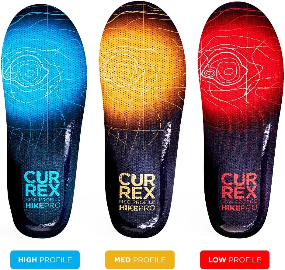 CURREX HikePro Insoles for Hiking Boots & Shoes  Shock Absorbing Inserts to Help Reduce Fatigue and Increase Performance  Anti-Slip Heel Surface for Stability  for Men & Women  High Arch, 2X