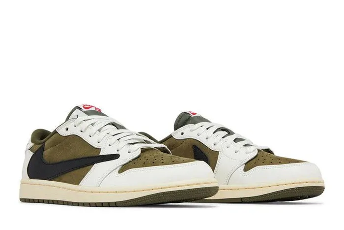 moisture - wicking shoe attribute Air Jordan 1 Low OG X Travis scott 'Medium Olive'