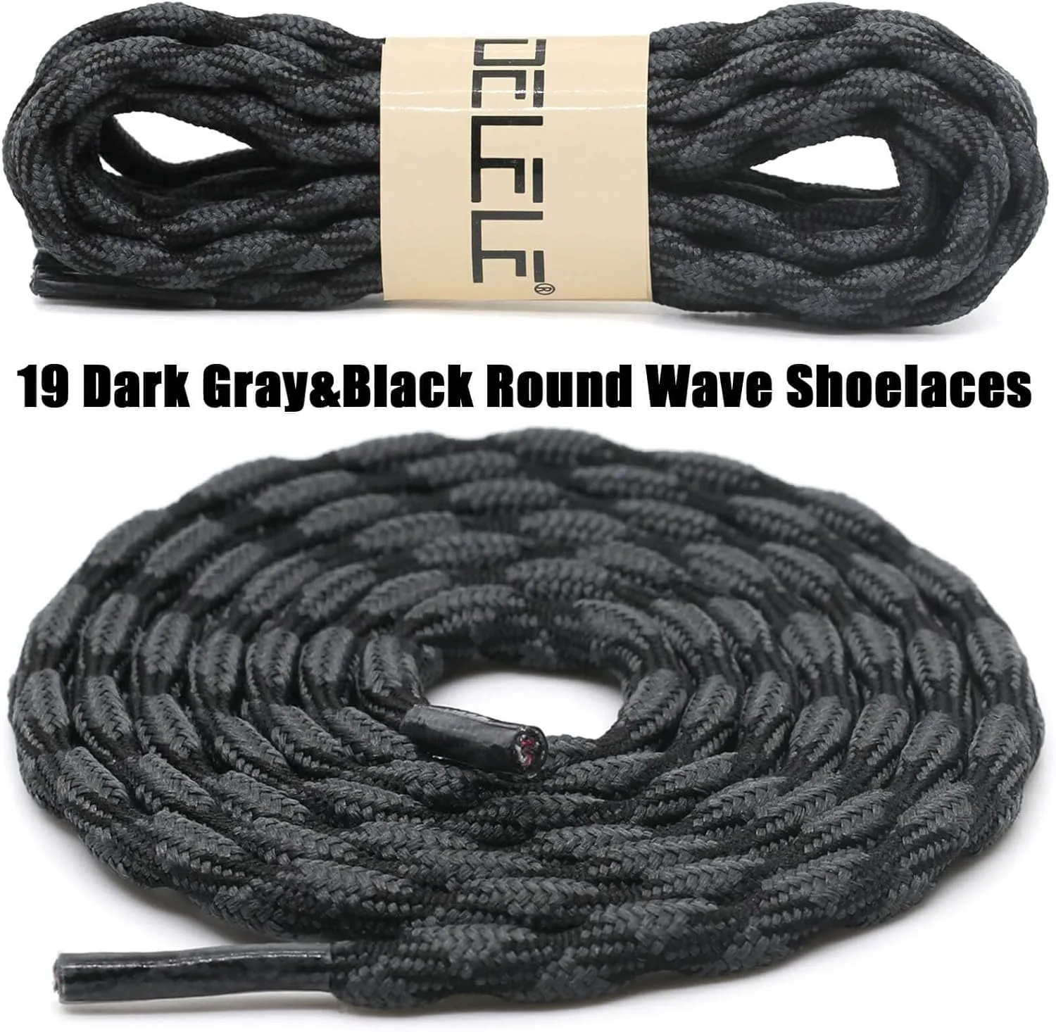 DELELE 2 Pair Round Wave Shape Non Slip Heavy Duty and Durable Outdoor Climbing Shoelaces Hiking Shoe Laces Shoestrings