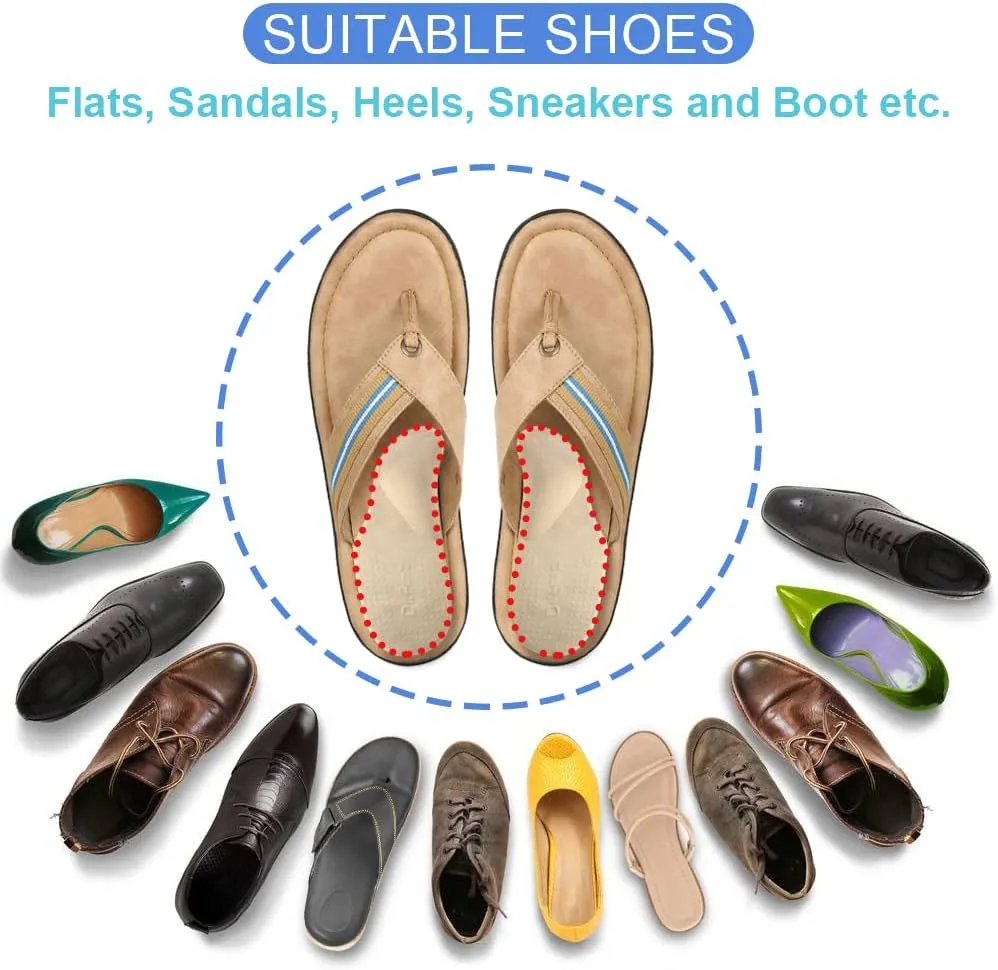 Dr. Foot's Arch Support Shoe Inserts for Flat Feet, Plantar Fasciitis, Adhesive Heel Cushion for Relieve Pain for Women & Men (Large, Beige)