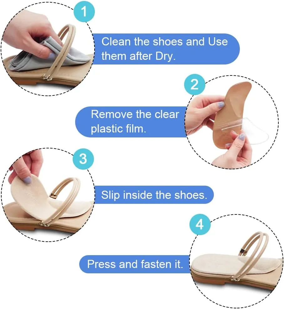 Dr. Foot's Arch Support Shoe Inserts for Flat Feet, Plantar Fasciitis, Adhesive Heel Cushion for Relieve Pain for Women & Men (Large, Beige)