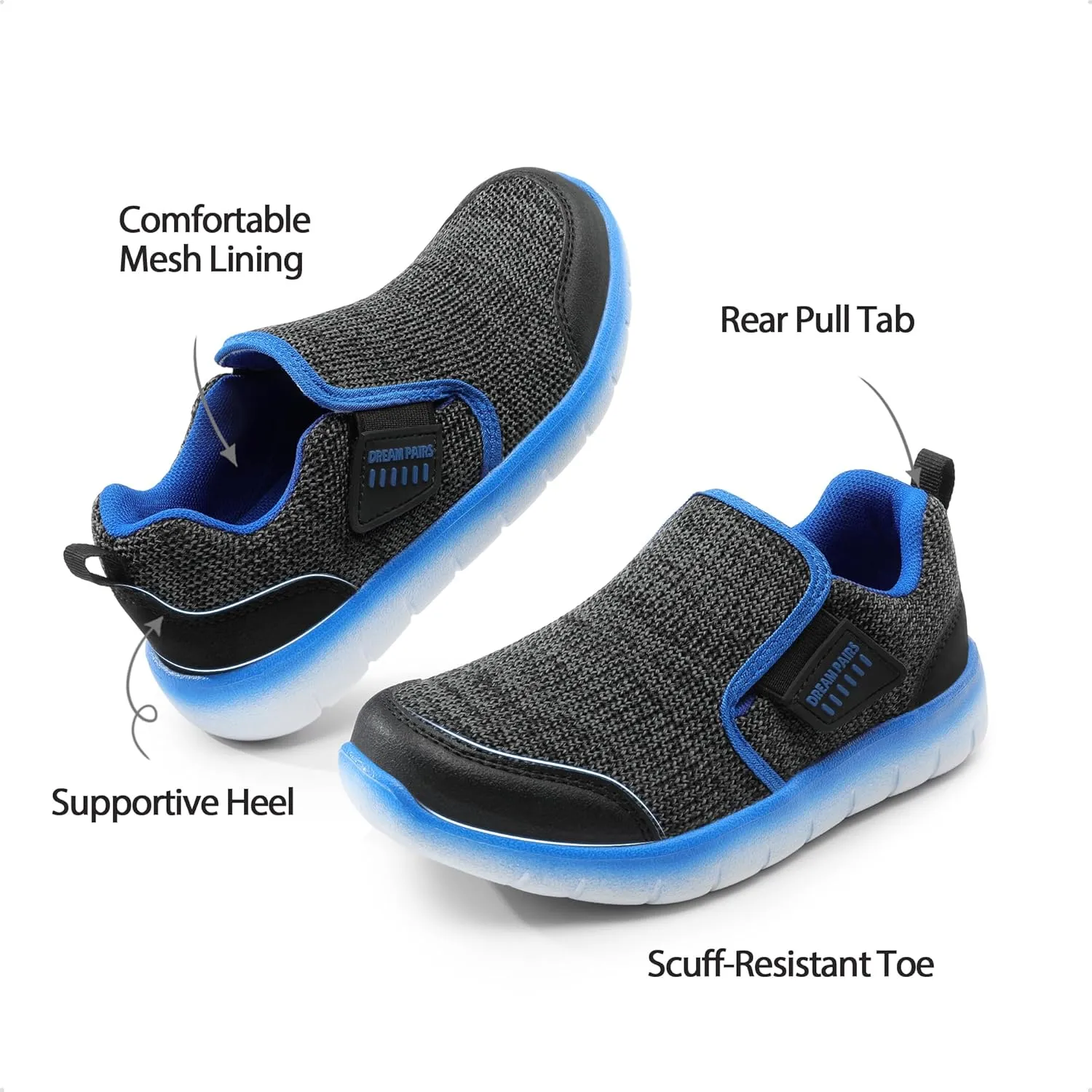 DREAM PAIRS Boys Girls Shoes Kids Slip on Tennis EZ-Ons MightyMovers Running Athletic Barefoot Zero Drop Sports Sneakers