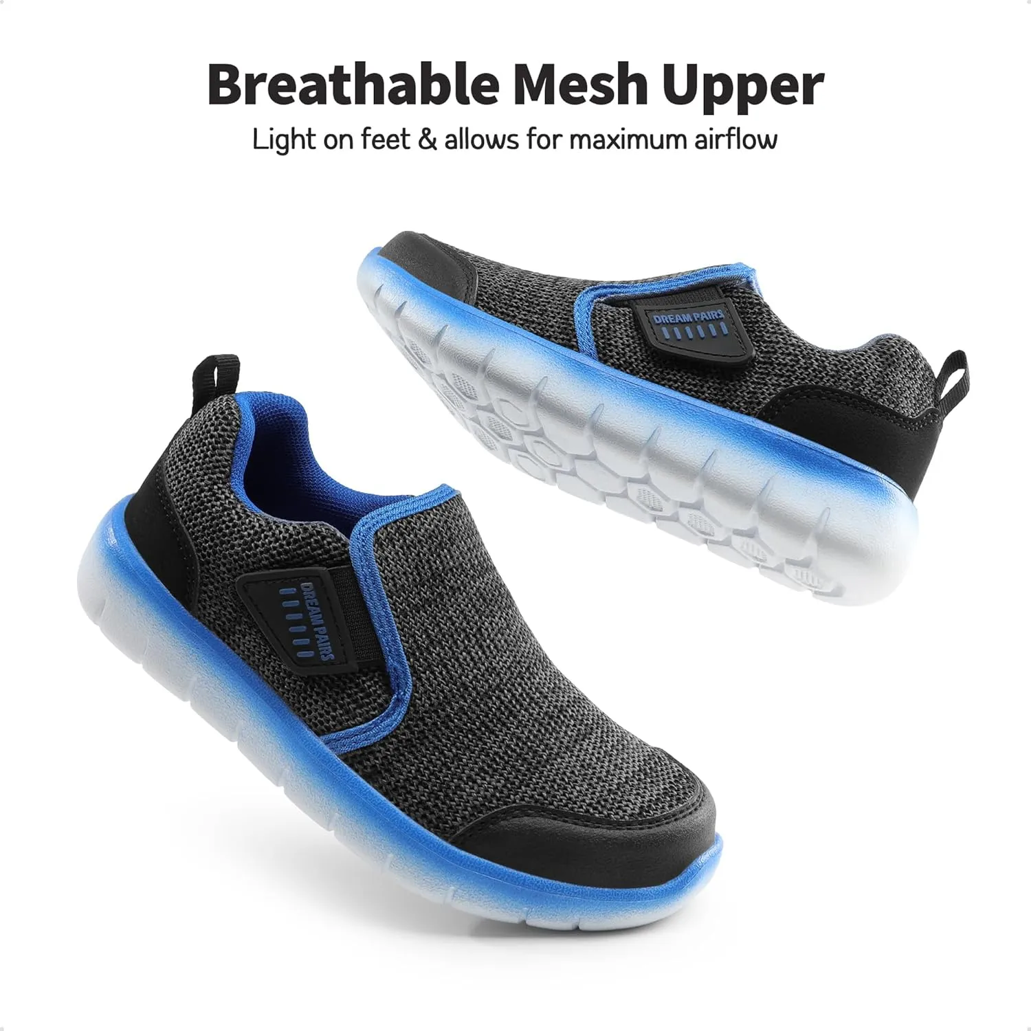 DREAM PAIRS Boys Girls Shoes Kids Slip on Tennis EZ-Ons MightyMovers Running Athletic Barefoot Zero Drop Sports Sneakers