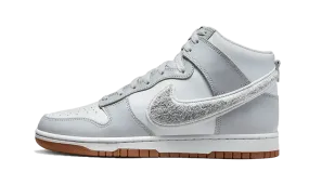 Dunk High Retro Chenille Swoosh White Grey High-Traction Sole
