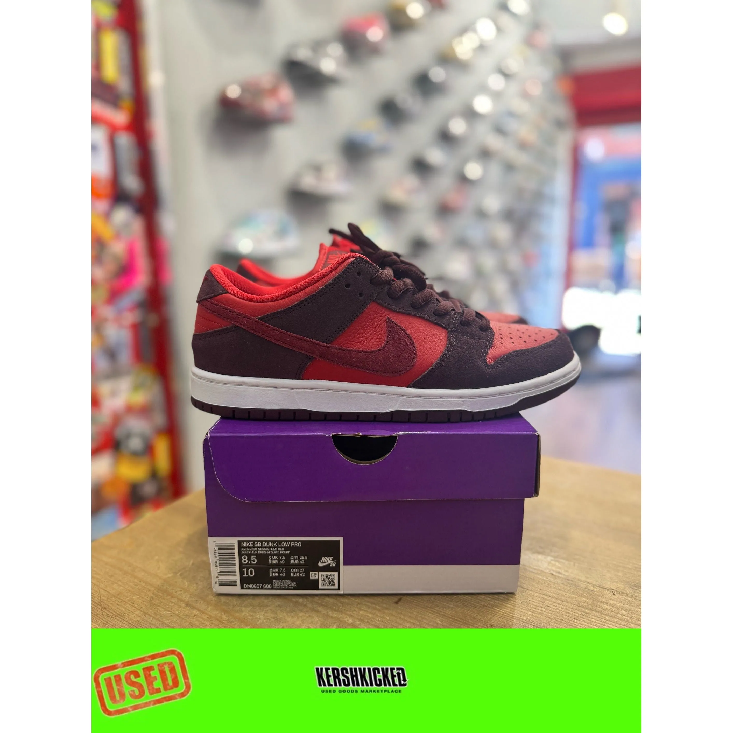 Snug Heel Lock Nike SB Dunk Low Cherry UK 7.5