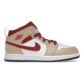 Comfort - fit Jordan 1 Mid Light Curry Cardinal (PS)